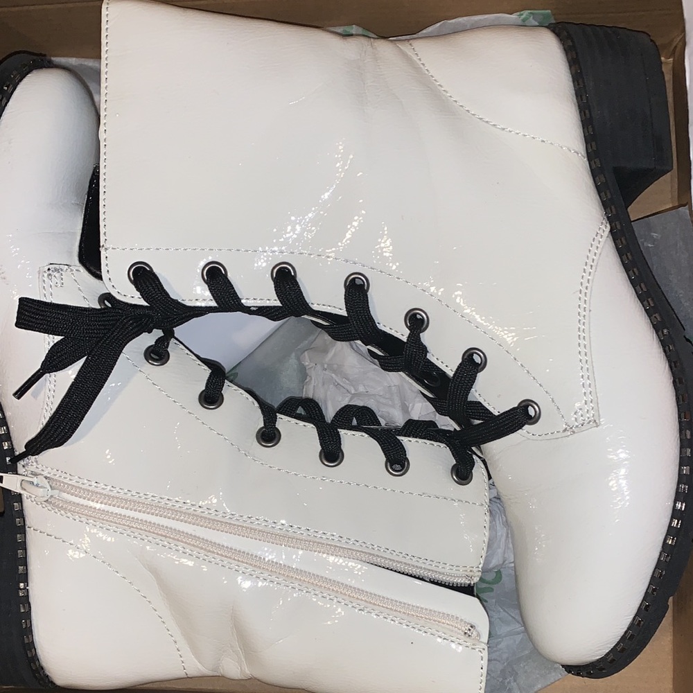White leather boots